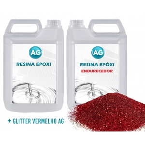 Resina Epóxi 1KG + Glitter Vermelho AG