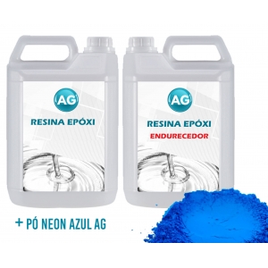 Resina Epóxi 1KG + Pó Neon Azul AG
