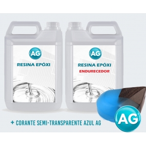 Resinas Epóxi 1KG + Corante semi-transparente azul Ag