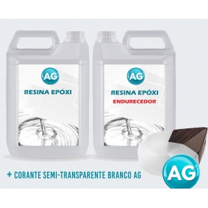 Resinas Epóxi 1KG + Corante semi-transparente branco Ag