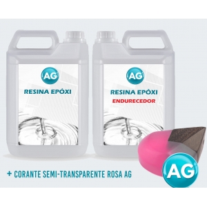 Resinas Epóxi 1KG + Corante semi-transparente Rosa Ag
