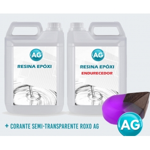 Resinas Epóxi 1KG + Corante semi-transparente roxo Ag