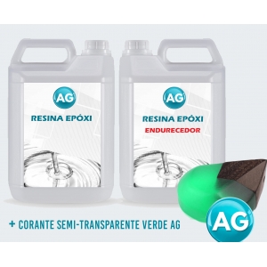 Resinas Epóxi 1KG + Corante semi-transparente verde Ag
