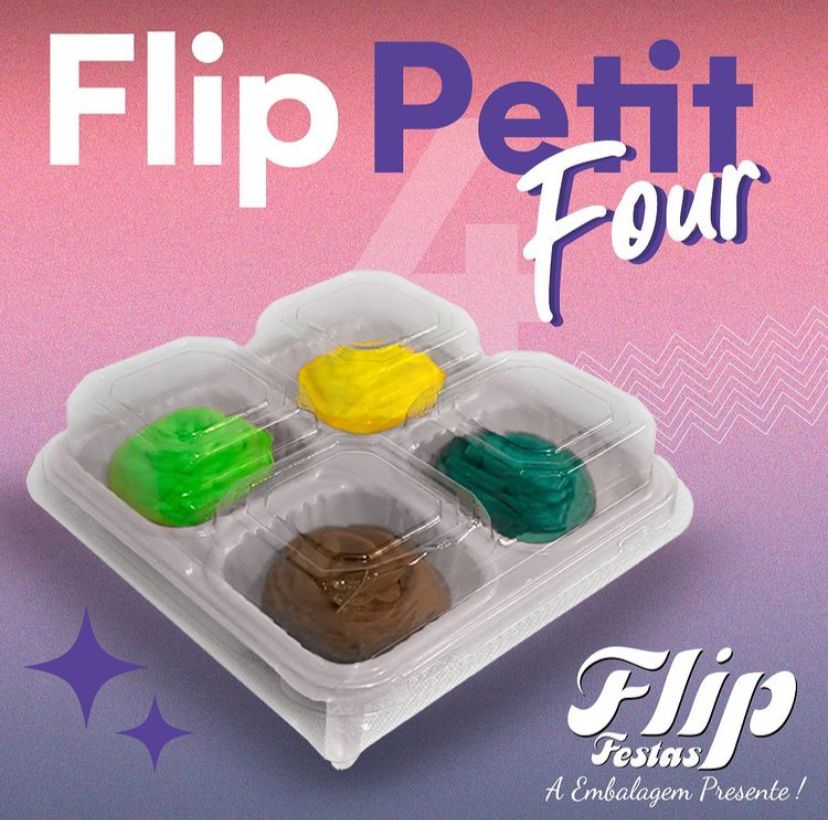 Embalagem Petit Four C/5 Flip - CORES DIVERSAS