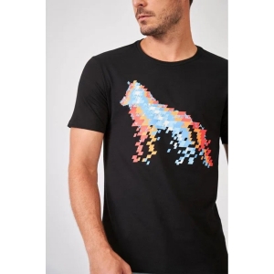 Camiseta Casual Acostamento Lobo Colors | Preto