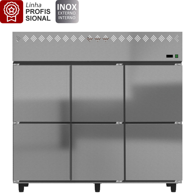 Freezer 6 Portas 210X81X200Cm Aço Inox 430/430 Maquinbal