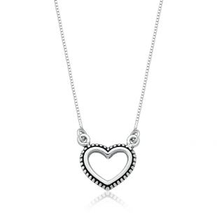 Colar de Prata Coração Pontilhado 40cm: Estilo sofisticado e romântico, Perfeito para expressar amor