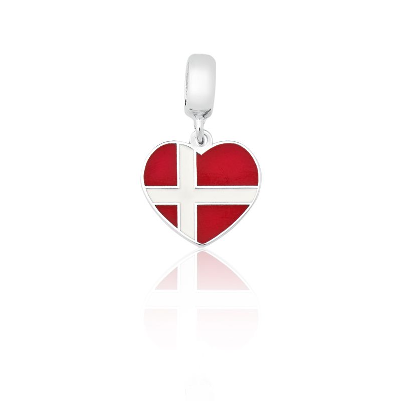 Berloque de Prata Bandeira Dinamarca - Foto 0