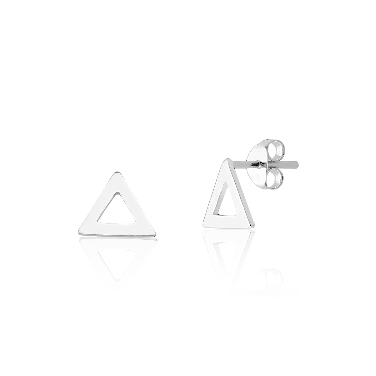 Brinco Prata Triângulo Vazado 7 MM: Um toque de elegância com design minimalista! - Foto 0
