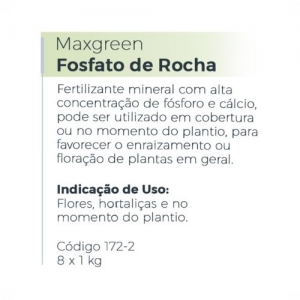 Fertilizante Maxgreen Fosfato de Rocha1KG para Flores Frutas e Folhagens