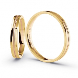 Aliança de Casamento Ouro Amarelo e Rosé 18K Dacar 3mm | Aliança Fina