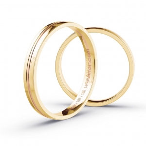 Aliança de Casamento Ouro Amarelo e Rosé 18K Dacar 3mm | Aliança Fina