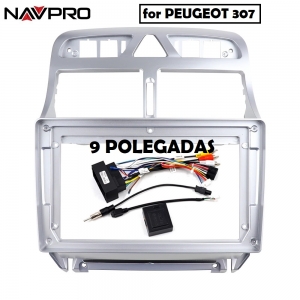 Peugeot 307 - Moldura e chicotes de instalação para Central Multimidia de 7 ou 9 polegadas NAVPRO CASKA