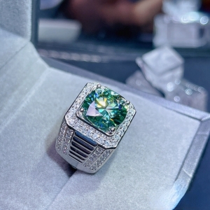Anel masculino de prata esterlina 925 verde 5, acessório bonito de diamante de substituição, certificado gra, joias e design de luxo