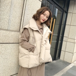 Mulheres soltas sem mangas jaquetas sólido turn down collar senhoras colete de inverno estilo coreano oversize colete para o sexo feminino 2021