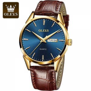Olevs relógios de quartzo dos homens marca luxo casual moda relógio masculino para presentes couro respirável à prova dwaterproof água relógio de pulso luminoso