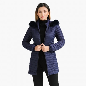 Santelon inverno ultraleve acolchoado puffer jaquetas para mulheres parkas longos com capuz de pele casual ao ar livre quente leve casacos