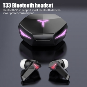 T33 tws jogo sem fio bluetooth fone de ouvido baixo atraso qualidade som fones com microfone display digital fone bluetooth