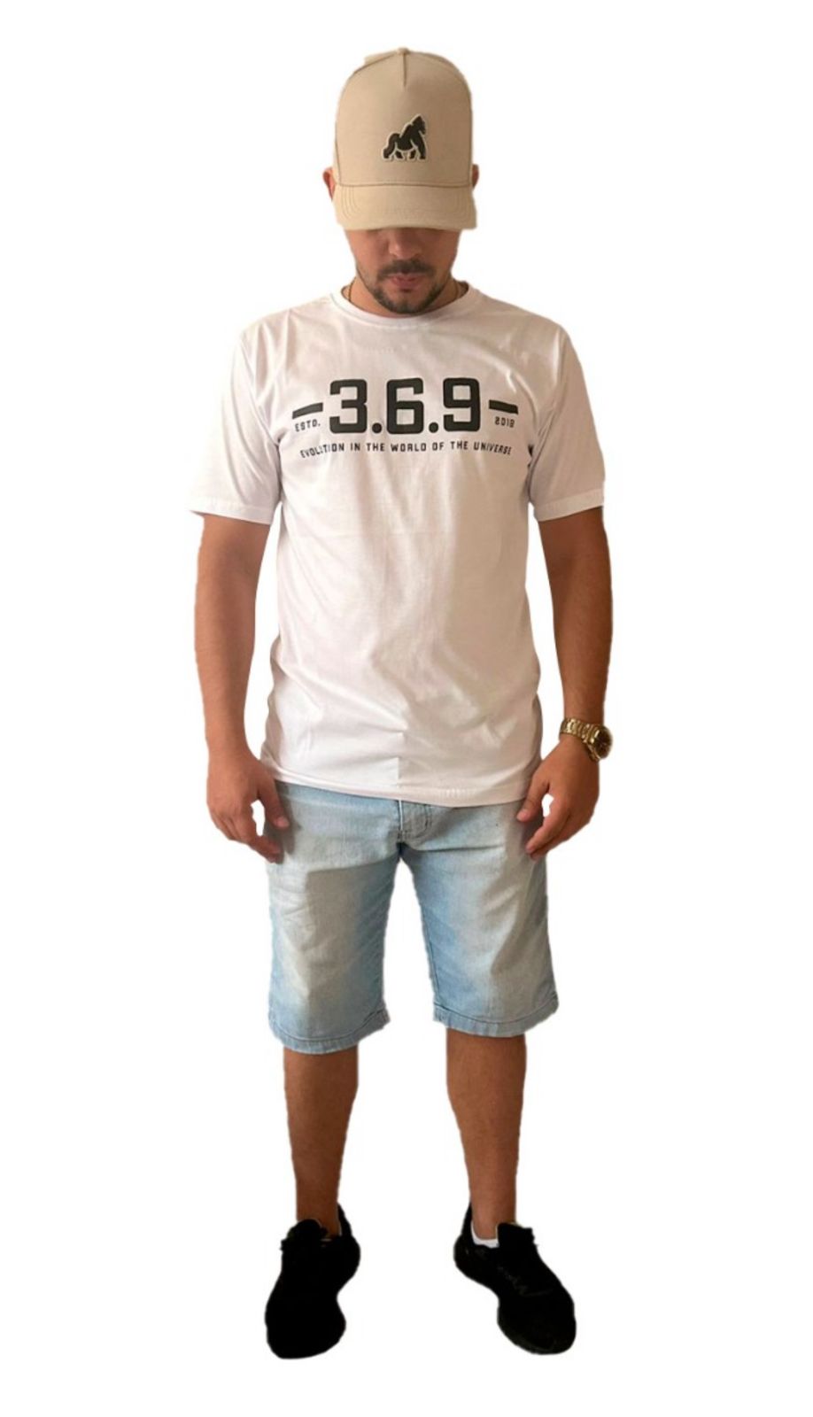 Camiseta GVR Aplique 369 Evolution Branca 100% Algodão
