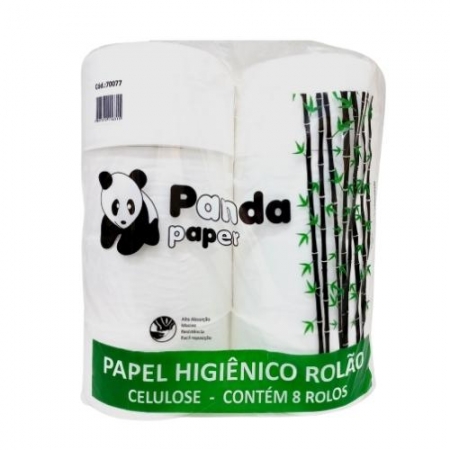 Papel Rolão 100% Celulose Folha simples Panda c/ 8 rolos 