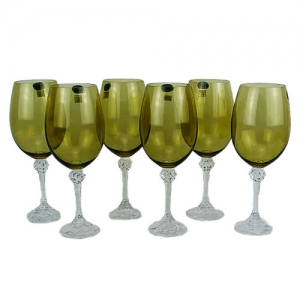 Jogo de 6 Taças em Cristal para Vinho Elisa Kale - 450ml - Deguste com Elegância: Conjunto de Taças de Vinho - Eleve seu Luxo!