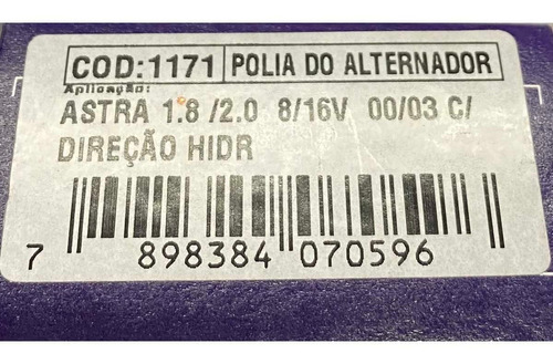 Polia Alternador Astra Com D/h 2.0 16v 2000/2003 93336184 - 1171 - Foto 0