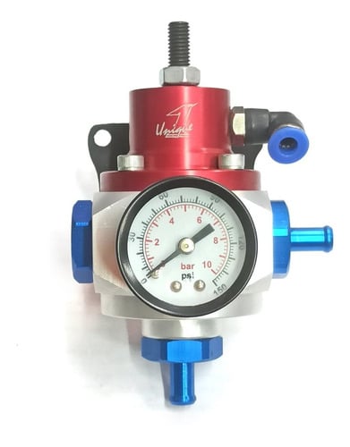 Dosador de Combustivel Vermelho - Vedacao de Esfera (vedacao metalica em inox) com Diferencial de 1:1 Com Manometro - Niple para mangueira de 8mm - Foto 0