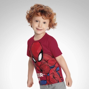 Conjunto camiseta em meia malha e bermuda em moletinho - Homem aranha