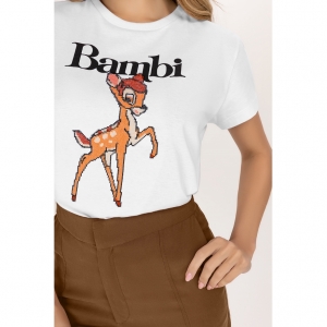 T-Shirt Bambi com bordado em meia malha
