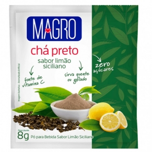 Kit com 15 Unidades Chá Preto Magro Sabor Limão Siciliano Zero Açúcares de 8g