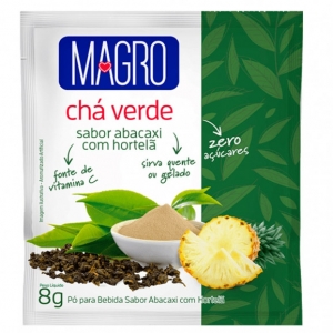 Kit com 30 Unidades Chá Verde Magro Sabor Abacaxi com Hortelã Zero Açúcares de 8g