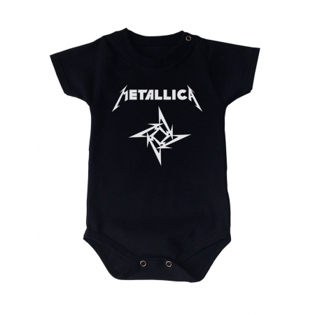 Body Bebê Metallica Manga Curta Preto