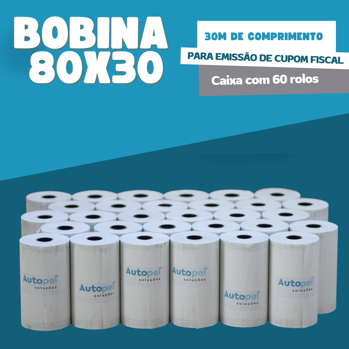 Bobina Térmica 80x30 - 30m - Branco -  60 rolos
