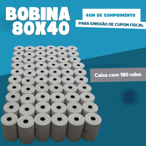 Bobina Térmica 80x40 - 40m - Branco - 180 rolos