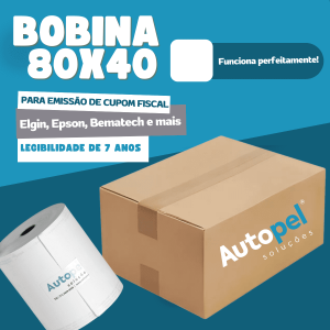 Bobina Térmica 80x40 - 40m - Branco - 30 rolos