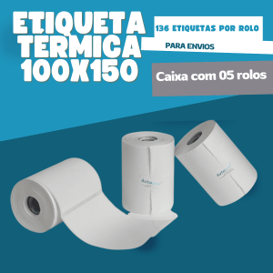 Etiqueta Couchê Serrilha E-commerce 100x150 - 20m - Branco - 5 rolos
