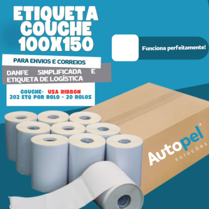 Etiqueta Logística Couchê 100x150 - 30m - Branco - 20 rolos