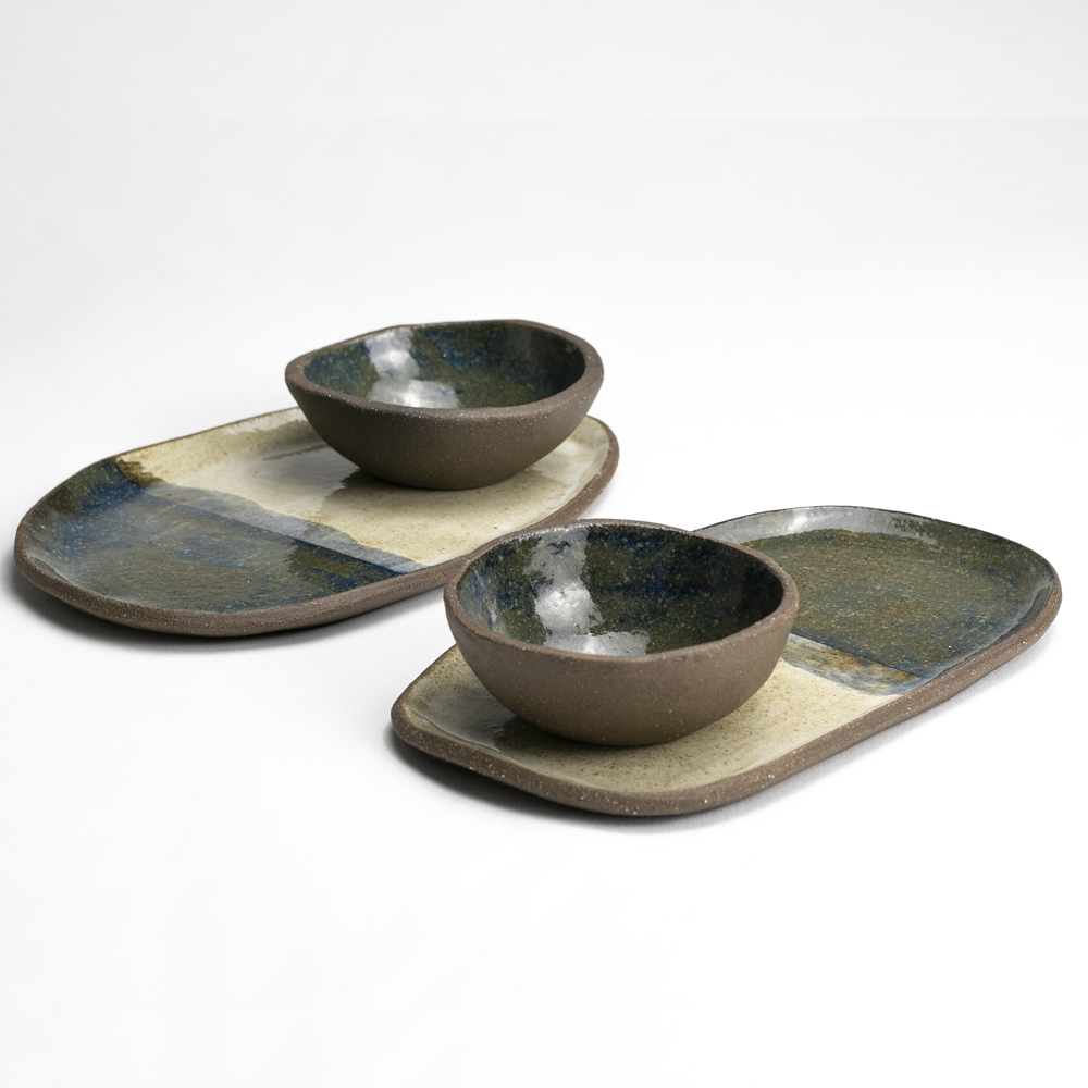 Conjunto de cerâmica artesanal para Sushi Oceano