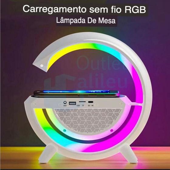 Luminária Caixa De Som Bluetooth Ativa Rainbow Carregador Por Indução