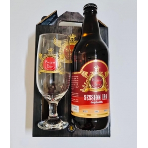 Kit com cerveja Ipa Session 600ml e copo de  vidro Besser Bier