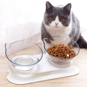 Pote de alimento Transparente para Gatos Comedouro e Bebedouro Antiderrapante