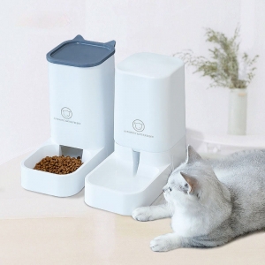 Pote de Ração para Gatos Automático com Capacidade 3.8L Alimentador Automático Dispensador De Água Molhado e Seco Separação Água Potável Tigela Pet Supplies