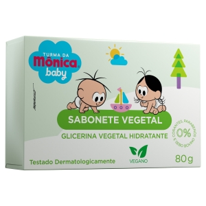 Sabonete Infantil Barra Vegetal Turma da Mônica Baby Caixa 80g