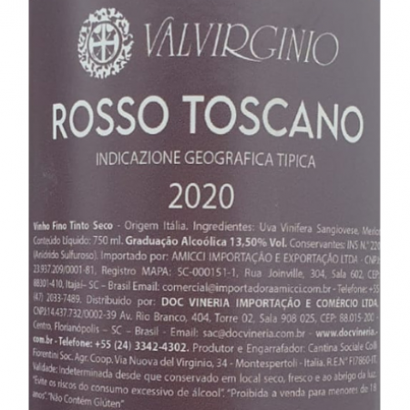 Vinho Tinto Rosso Toscano Biológico IGT- Sangiovese, 2020