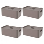 Conjunto de Caixas Organizadoras com Tampa Coza Fit G 5,6 Litros 4 Peças Warm Gray