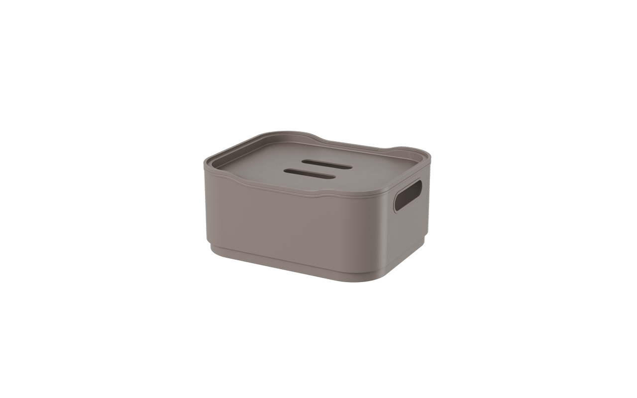 Conjunto de Caixas Organizadoras com Tampa Coza Fit Modular 6 Peças Warm Gray  - Coza