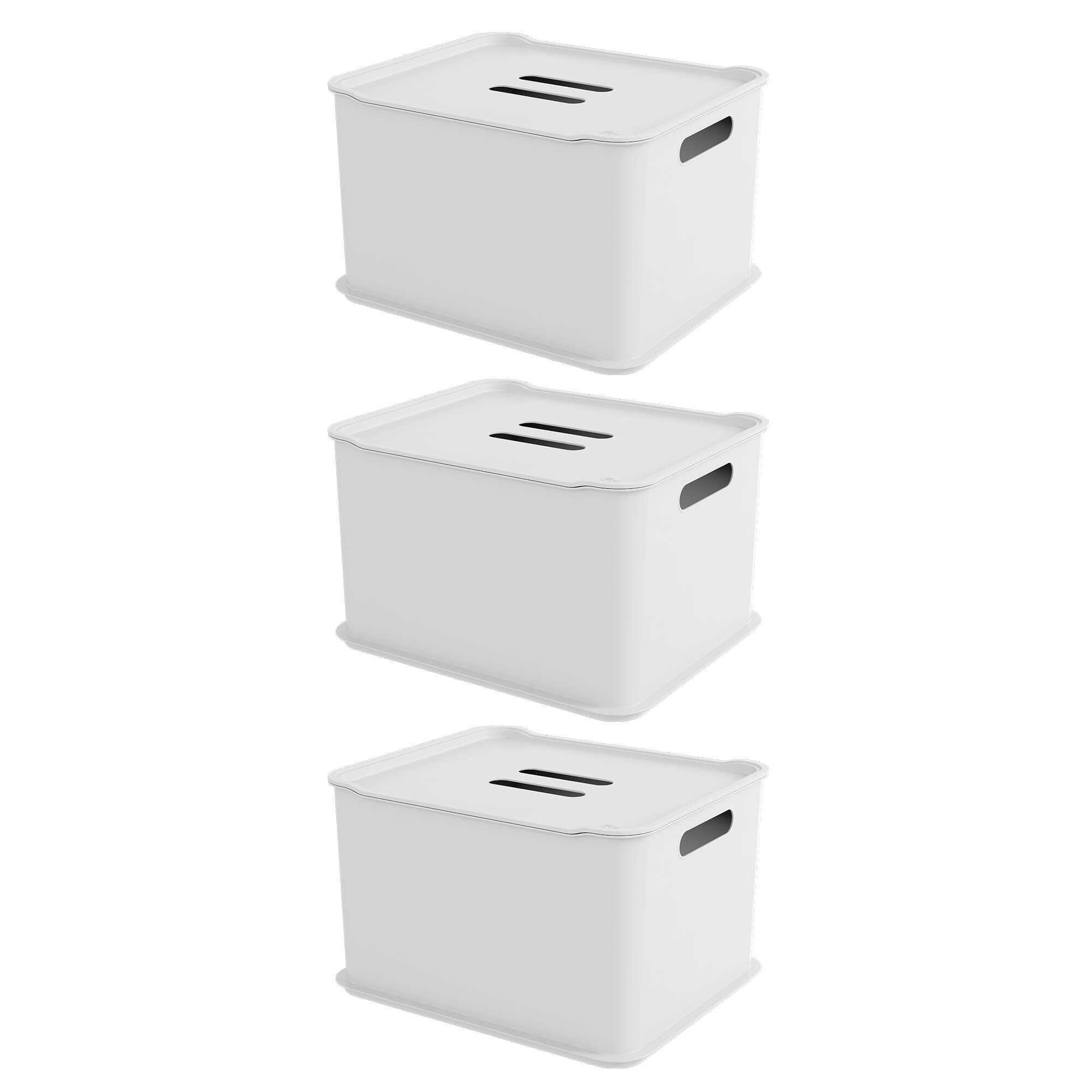 Conjunto de Caixas Organizadoras com Tampa Coza Fit Ultra 23,9 Litros 3 Peças Branco - Coza
