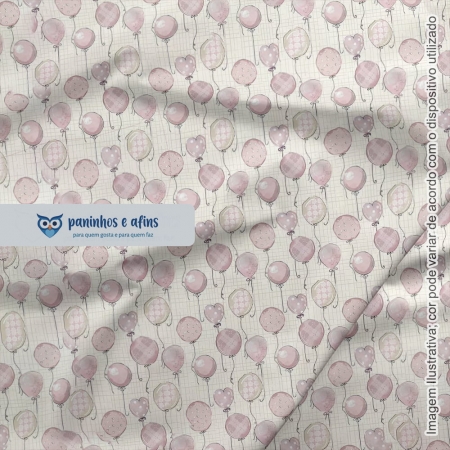 Balões Baby Rosa - Coleção Baby Digital - Fuxicos e Fricotes - Digital - 50cm X 150cm
