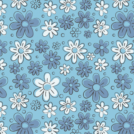 Floral Doodle Jeans - Coleção Floral Doodle - Fabricart - 50cm X 150cm