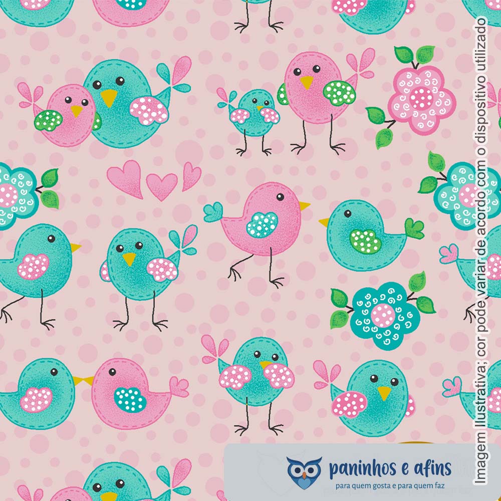 Pink Children - Coleção Birdies - Fabricart - 50cm X 150cm